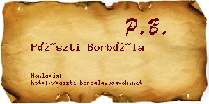 Pászti Borbála névjegykártya